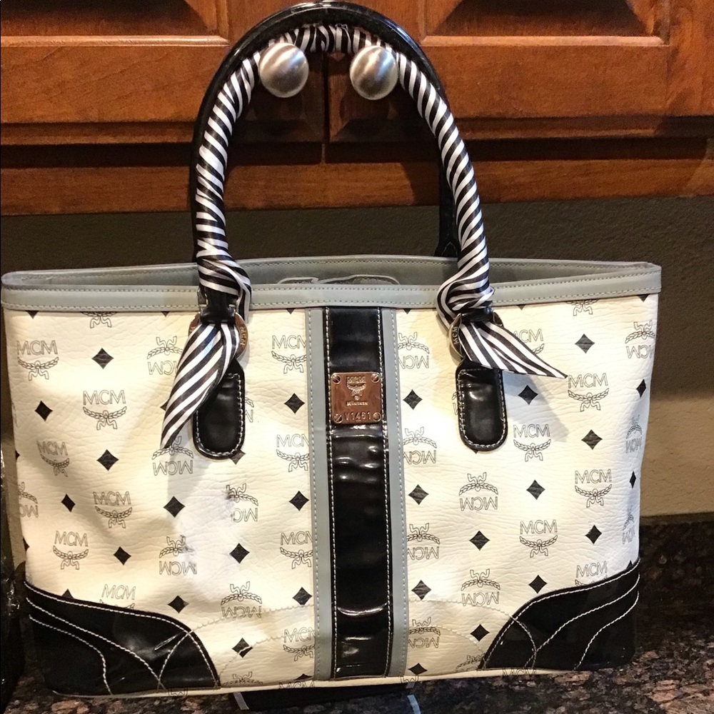 Authentic MCM Tote Leather Patent Leather Bag